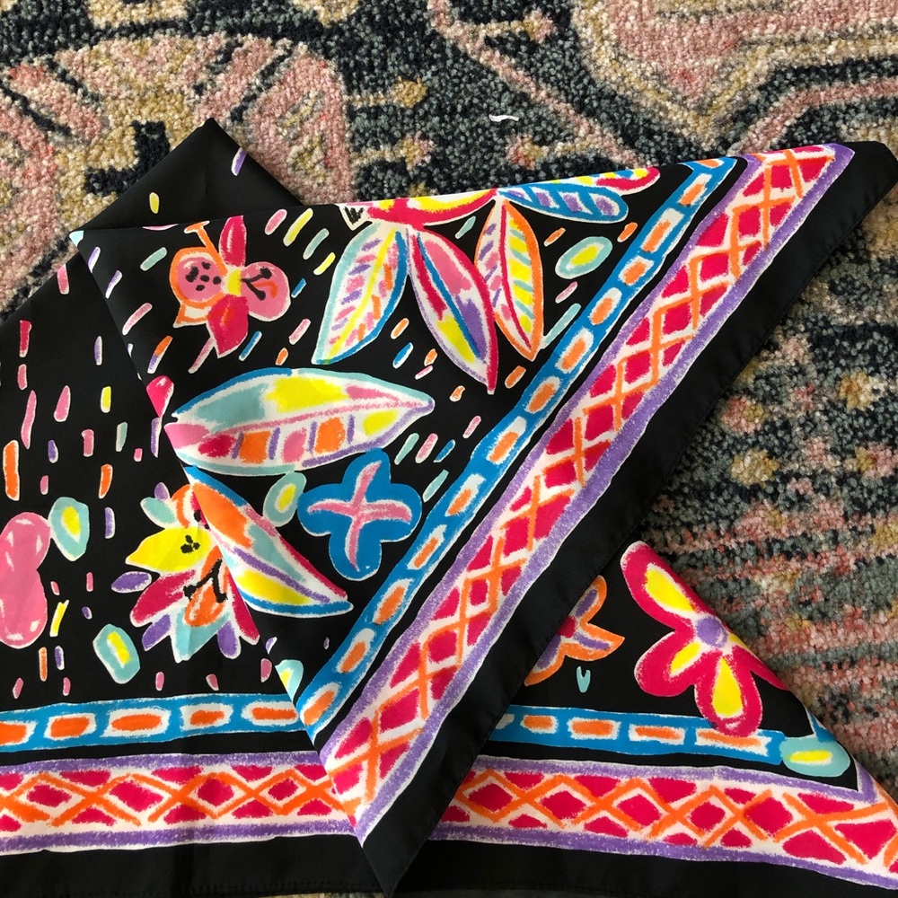 80s Australis scarf square floral by Ken Done